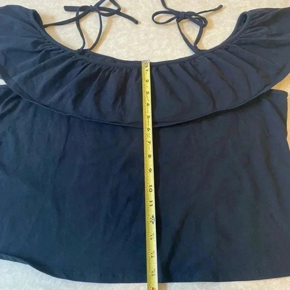 Who What Wear Black Off Shoulder Ruffle Shoulder Ties Tank Top Size XXL - Picture 6 of 9